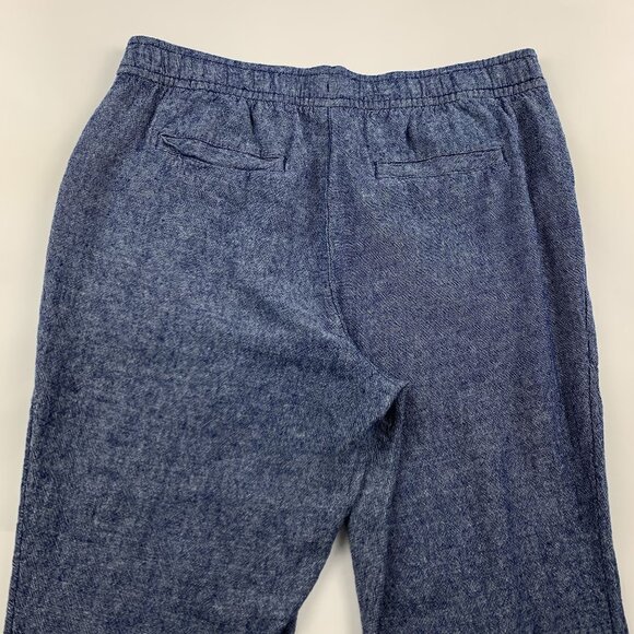 Old Navy Blue Chambray Linen Blend High Rise Pull On Ankle Pant L - Picture 7 of 7